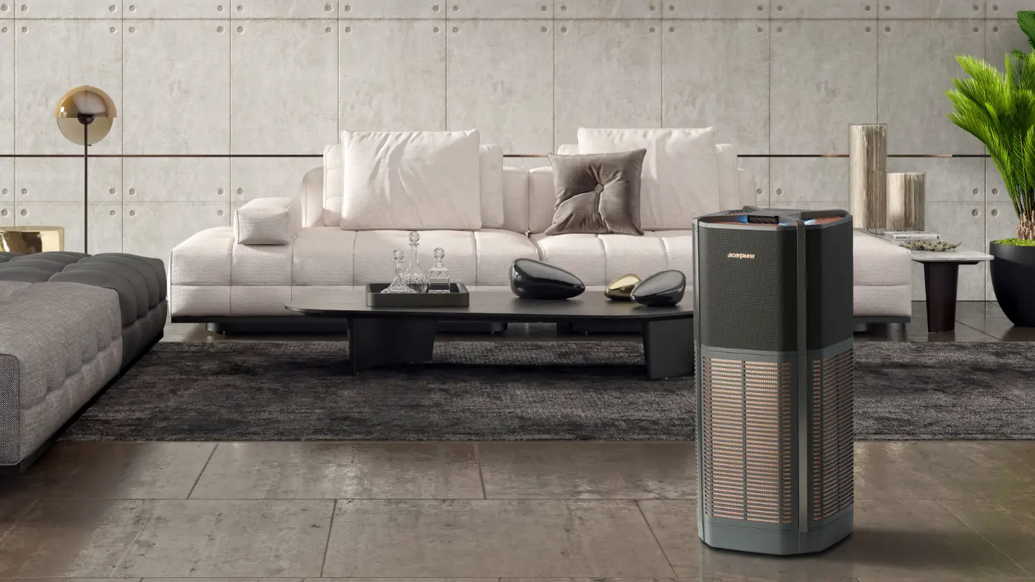 The ACerpure Pro UVC Air purifier in a lounge room