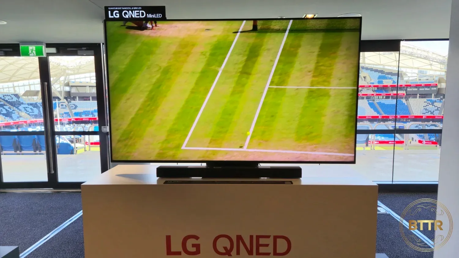 Large LG QNED TV on display at the TV launch