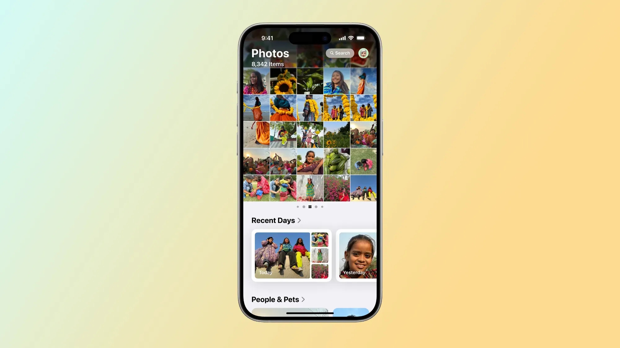 The iOS photos app on an iPhone