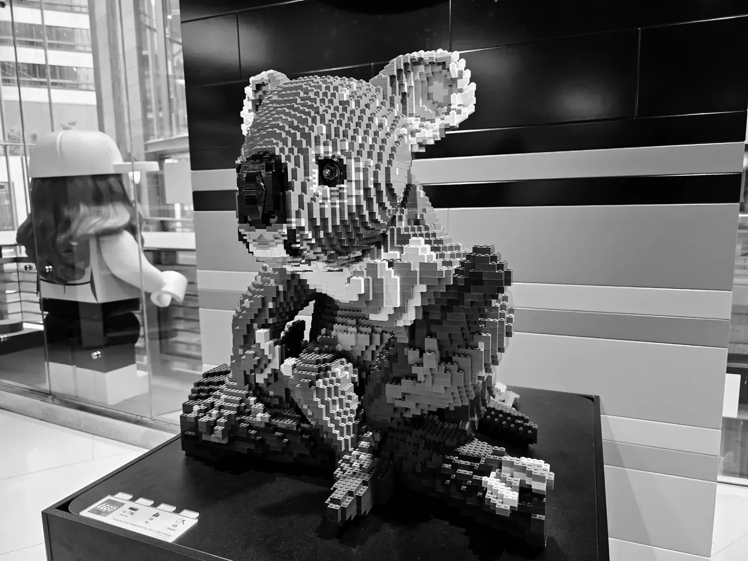 The Lego Koala image converted to black and white