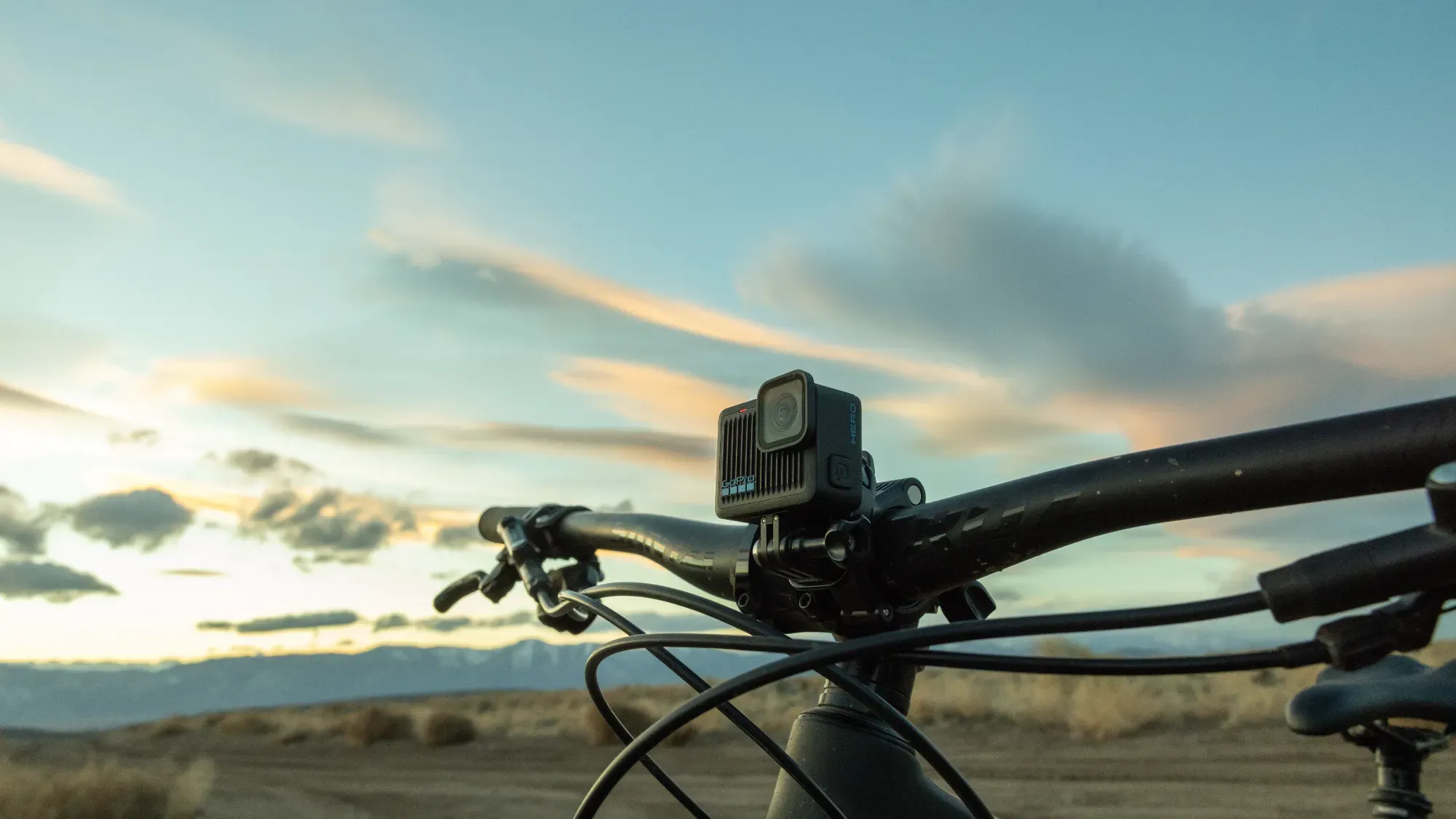 The GoPro HERO mounted on a bike handlebars