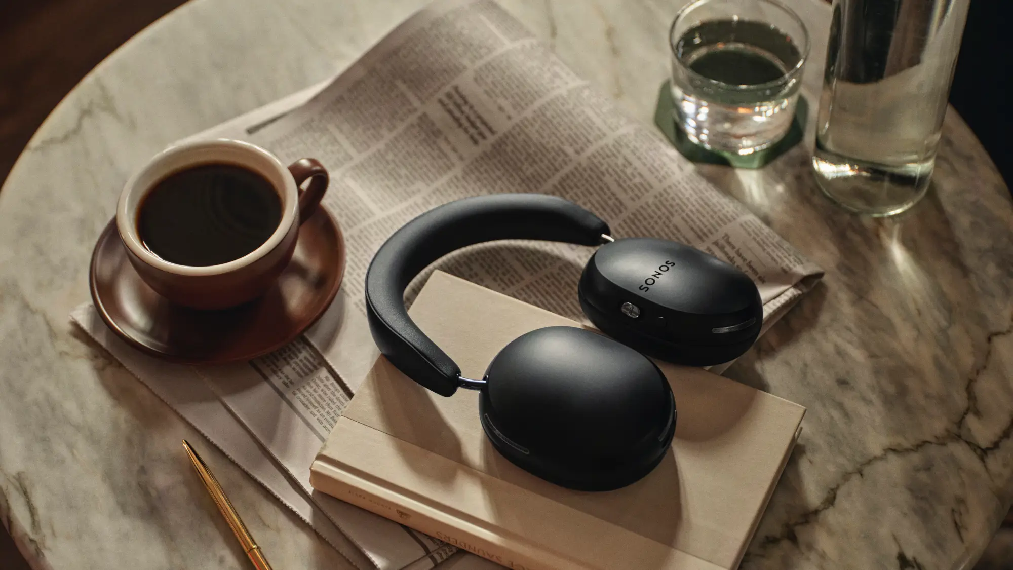 A black pair of Sonos Ace headphones