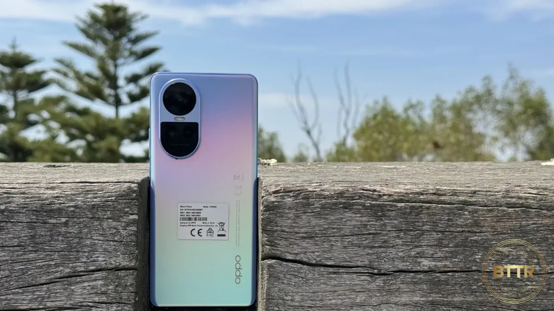 Oppo Reno 10 5g in a block of wood