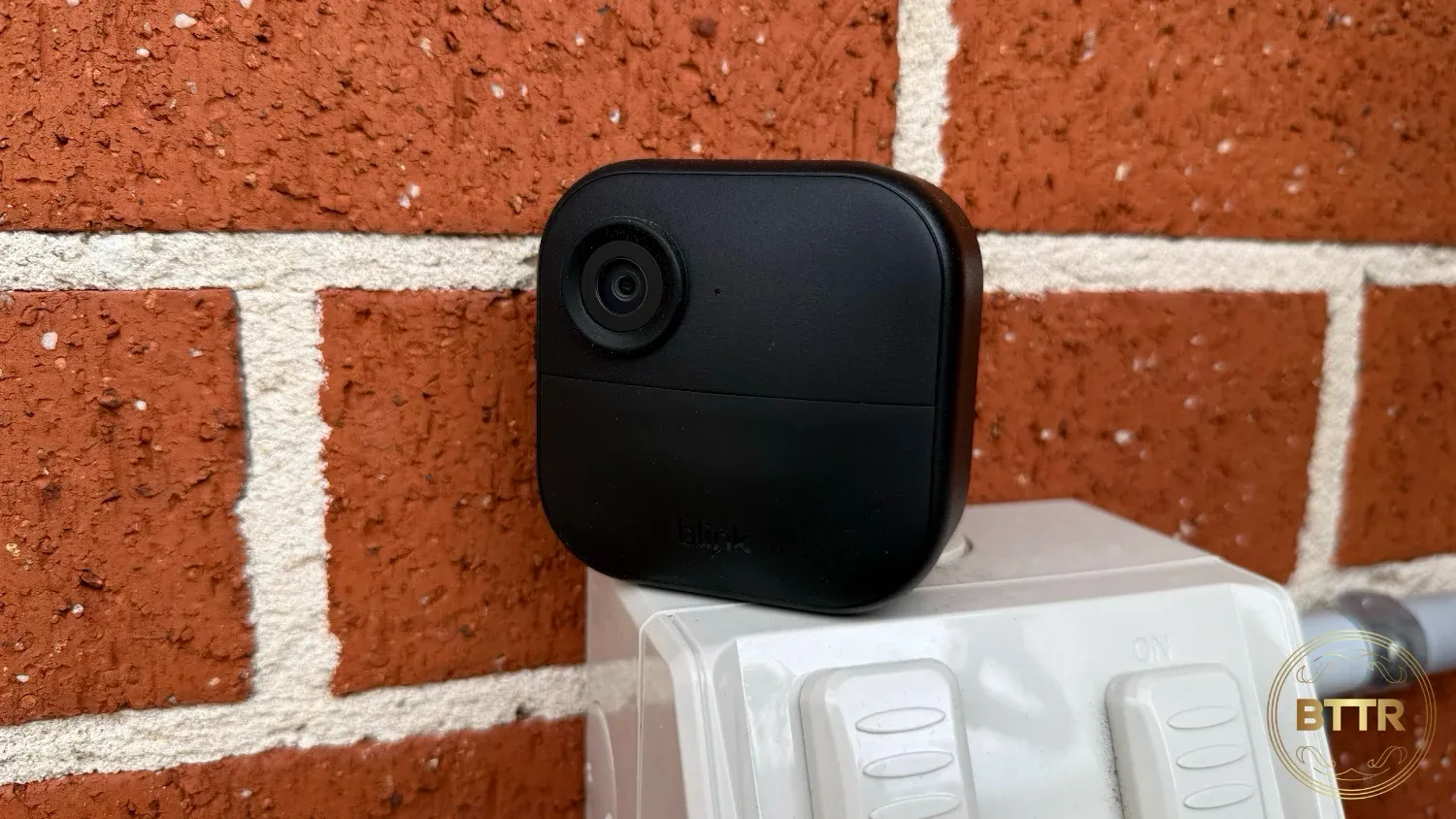 The Blink Outdoor 4 camera on an outdoor power point