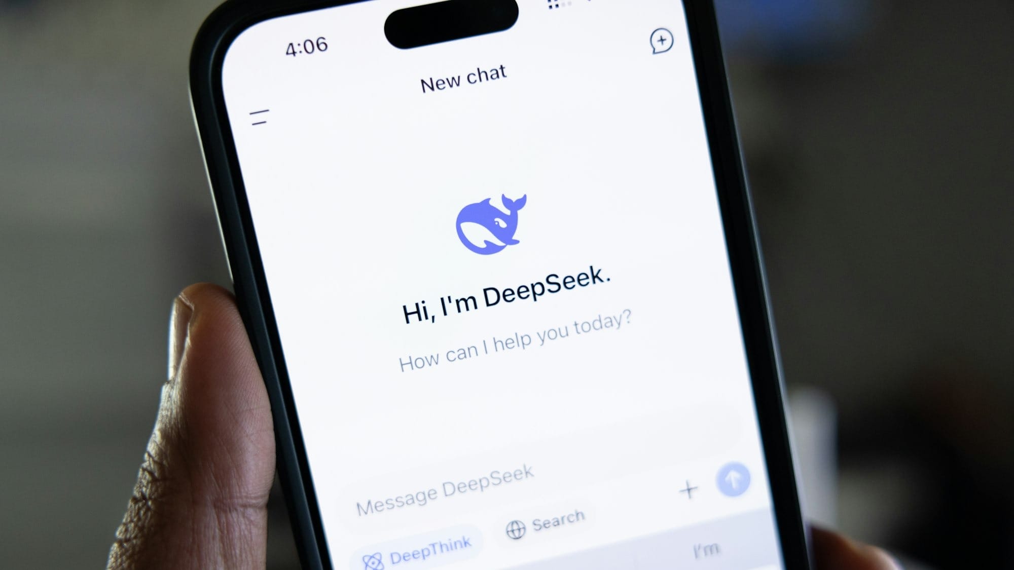 A photo of a phone running DeepSeek AI