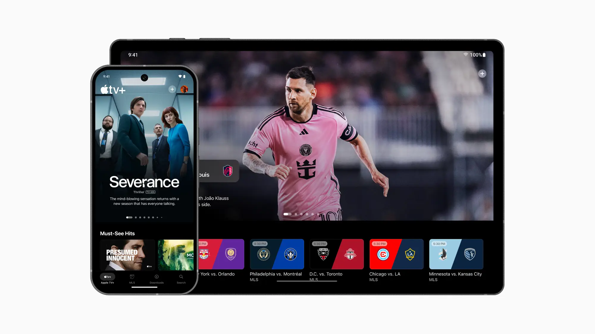 The Apple TV app on an Android Phone and tablet.