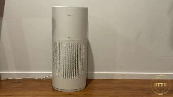 The Acerpure Pro Vero air purifier against a wall