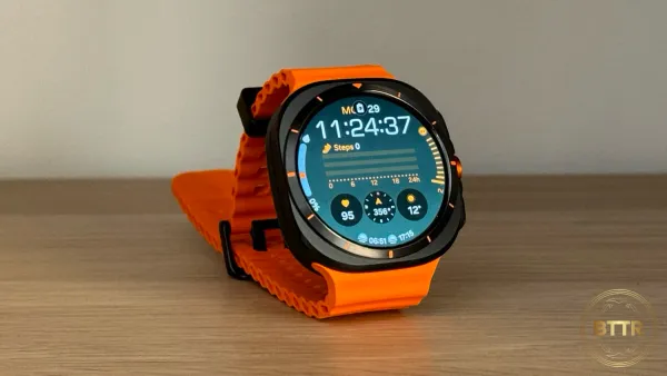 The Galaxy Watch Ultra on a shelf