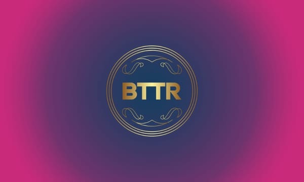 Welcome to BTTR - logo on blue and pink background