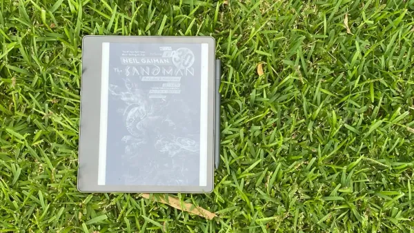 The Amazon Kindle Scribe on the grass