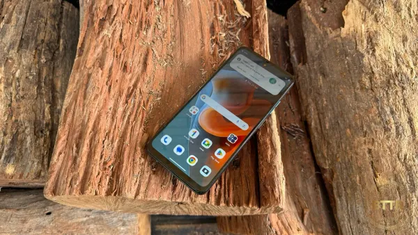 Motorola Moto g34 5G on some firewood