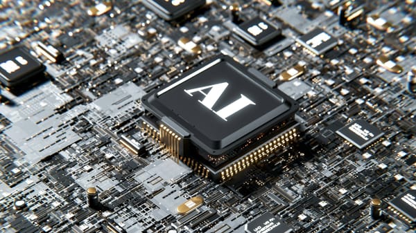 An AI chip on a circuit board