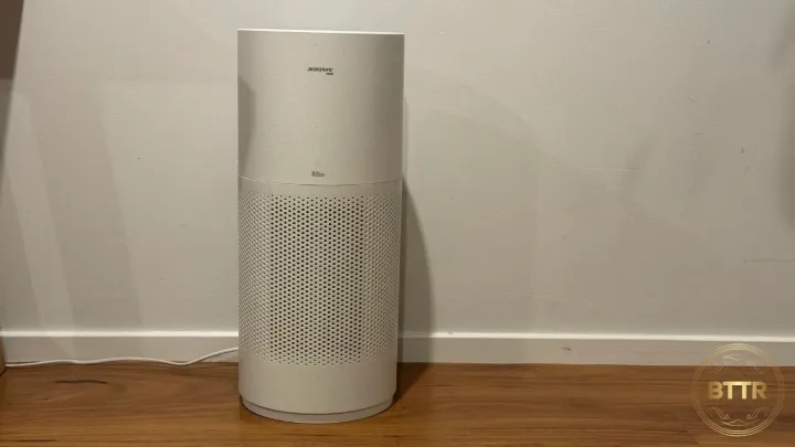 The Acerpure Pro Vero air purifier against a wall