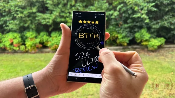 Hand-drawn BTTR logo on the Galaxy S24 Ultra