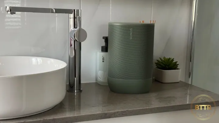 The Sonos Move 2 in a bathroom